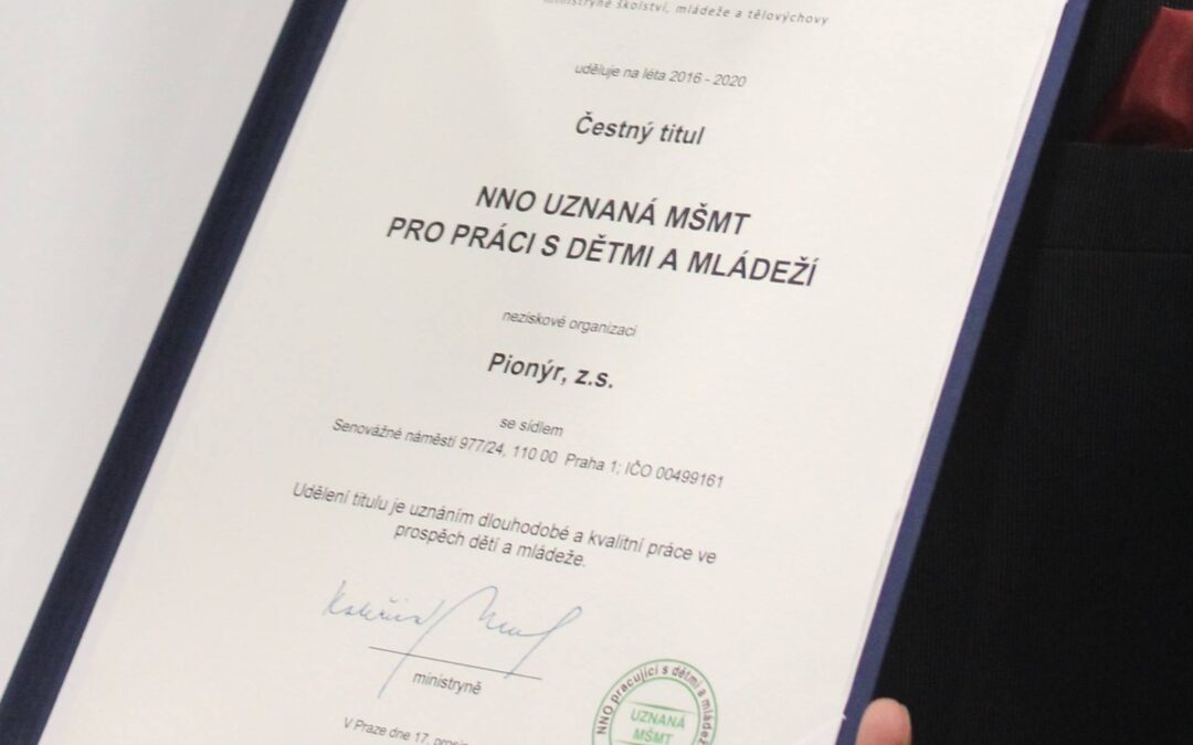 Pionýr – uznaná organizace aneb jsme v&nbsp;dobré společnosti